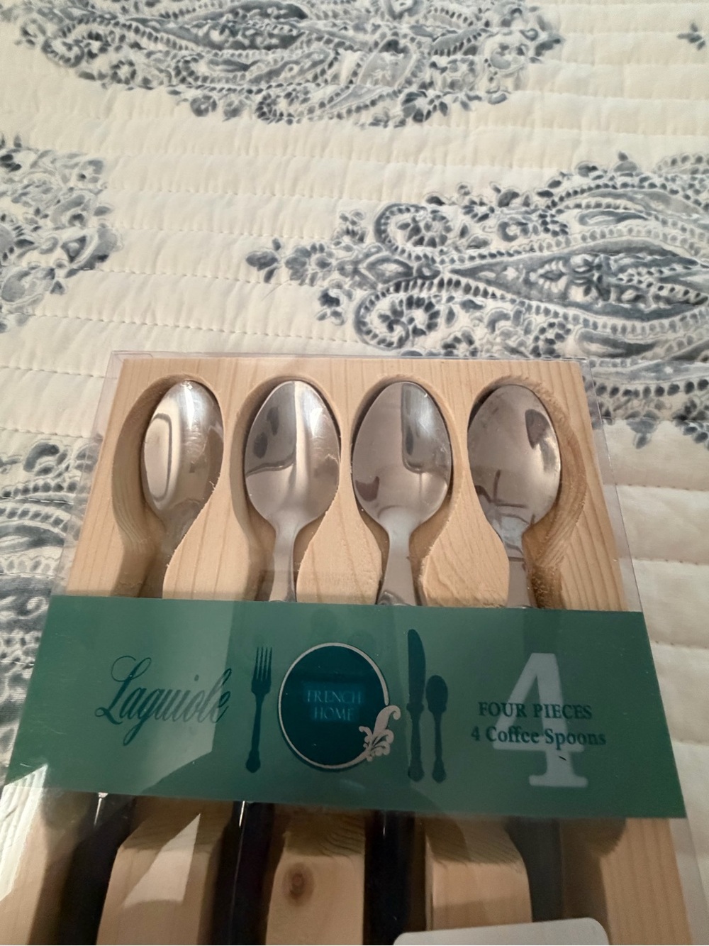 Laguiole Stainless Coffee Spoons with Black Handles - Set of 4